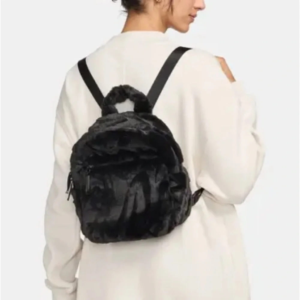 NWT NIKE Futura mini Black Faux Fur Backpack